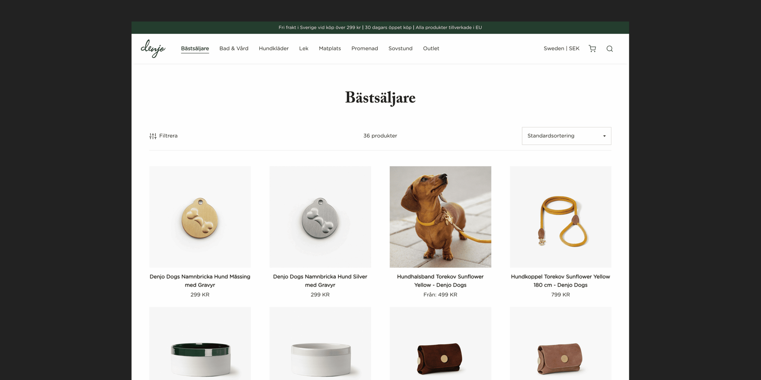 Skärmdump på denjodogs.com